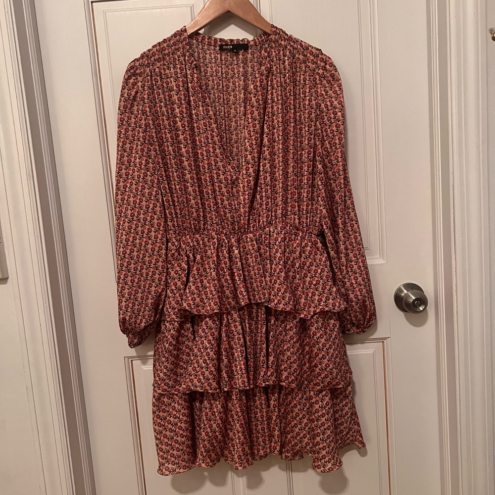 Maje Floral Tiered Ruffle Dress